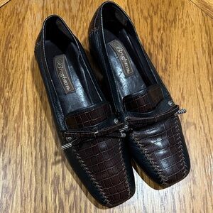 *BRIGHTON* Brown x Black Crocodile Pattern Kent Loafers Size 9.5